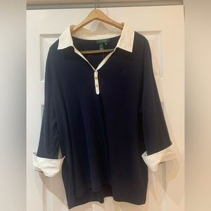 Ralph Lauren 3xl navy shirt with white collar, never worn.